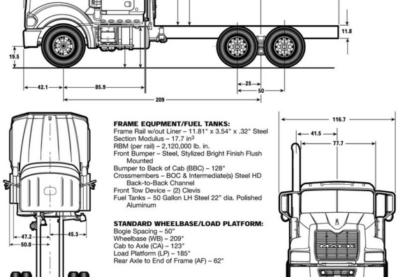 Mack Titan (2009) чертежи (рисунки) грузовика